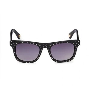 Lele Sadoughi Jet Black Broadway Crystal 50MM Square Sunglasses